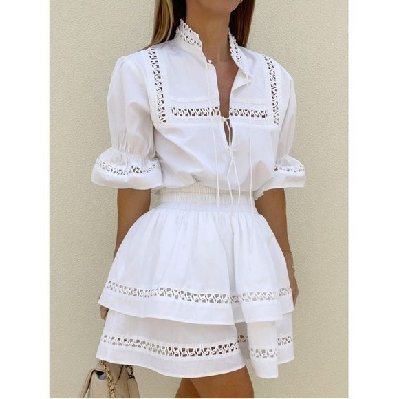 Vita Grace Dresses & Skirts - Vita Grace Valetta Tiered Mini Skirt White NEW SOLD OUT ONLINE